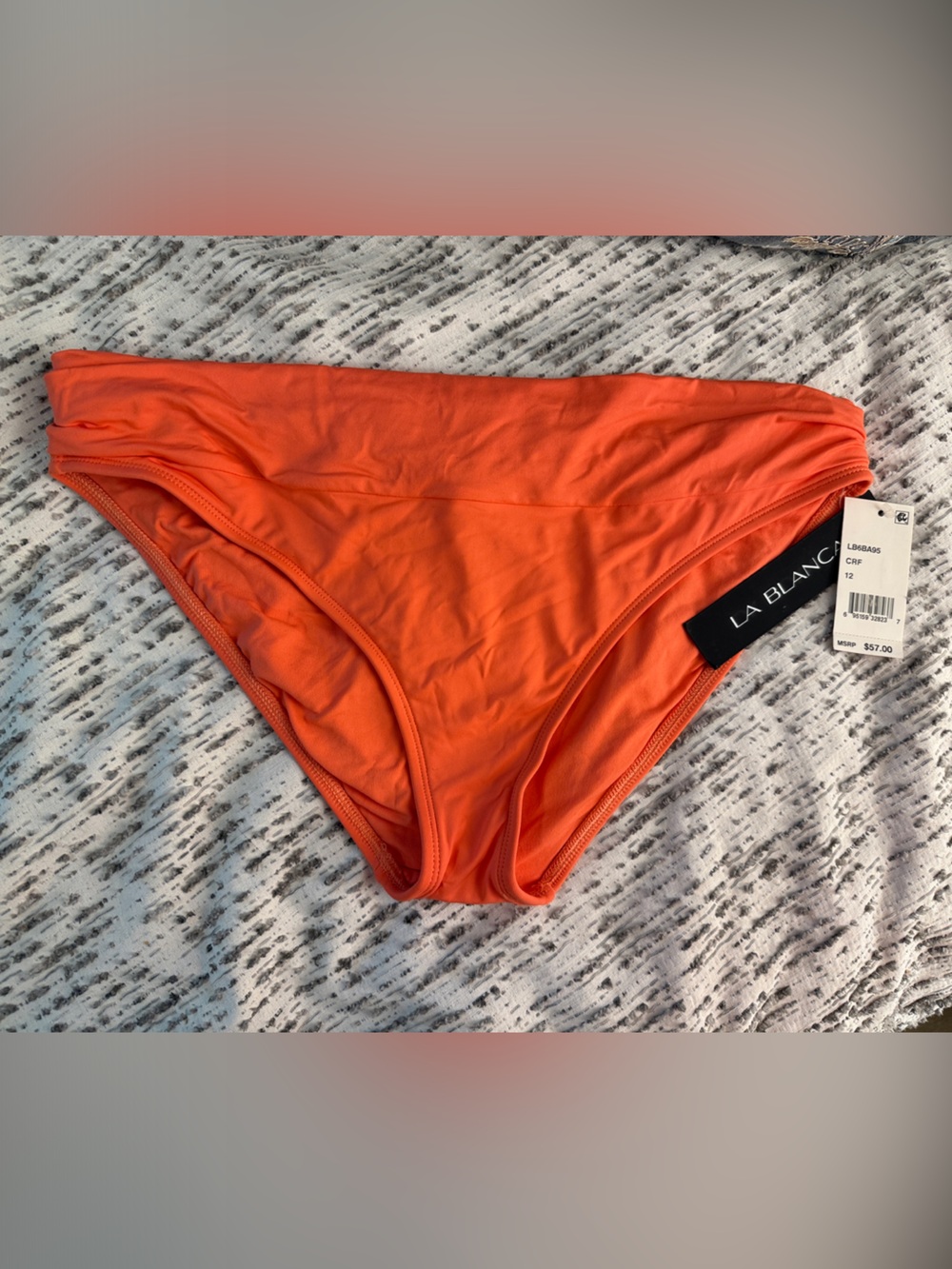 La Blanca Womens  Shirred‎ Banded Hipster Bikini Bottoms NWT 12